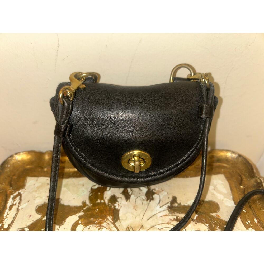 Vintage COACH Black MINI TURN LOCK Crossbody CONVERTIBLE Belt Bag 9826 USA - Picture 3 of 10